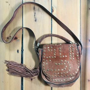 Brown Suede Crossbody